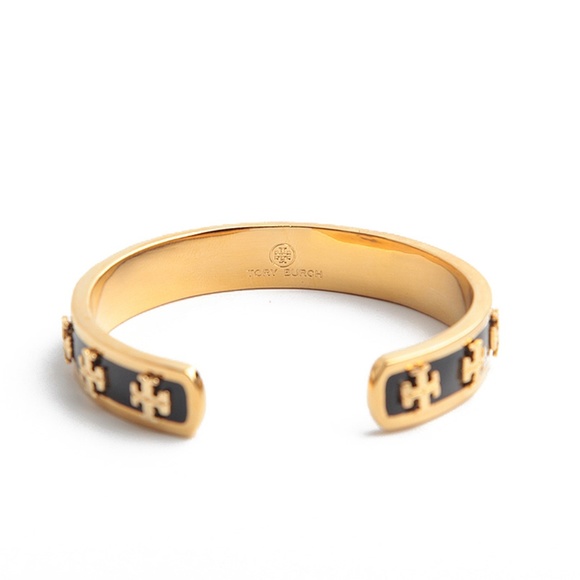 NEW Tory Burch Black Raised Logo Cuff Bracelet - Picture 6 of 8